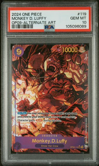 Monkey D Luffy Alternate Art - PSA 10 (OP09)